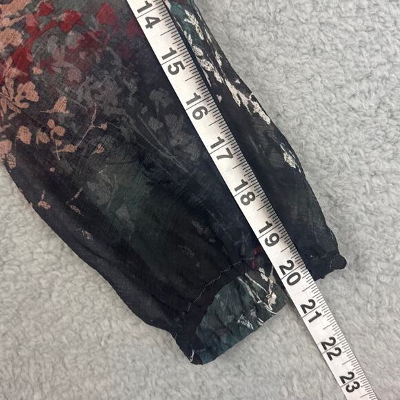 Peruvian Connection Silk Abstract Floral Tunic Blouse SZ 10 Boho Indie Designer - Picture 6 of 8